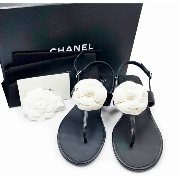 Authentic Chanel Camellia Sandals - Picture 1 of 10